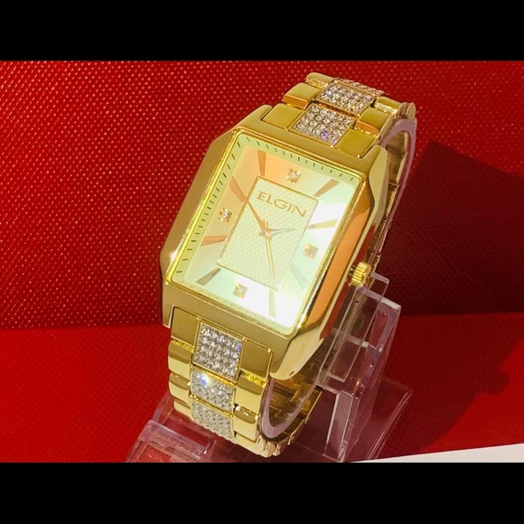 New With Box Mens Elgin FG9754ST Gold Plated Watch - Picture 4 of 5